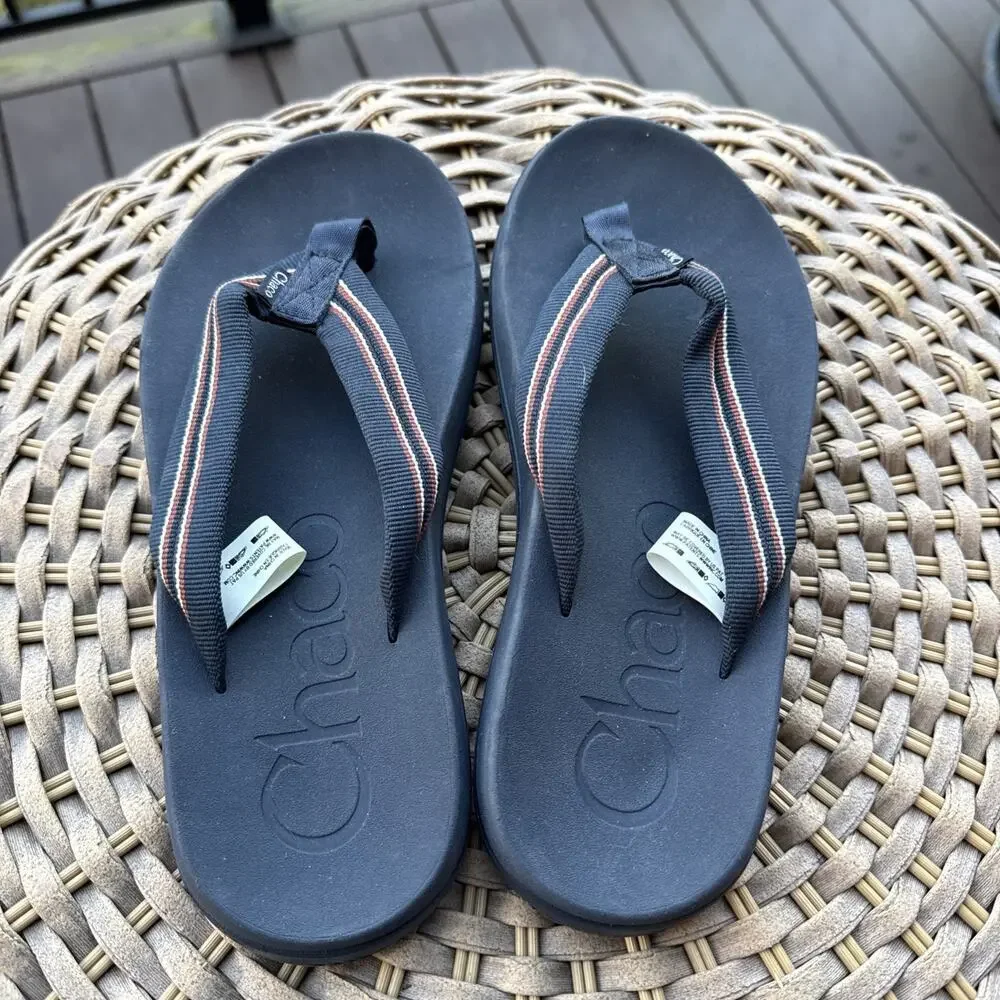 CHACO CHILLOS Flip Flop Navy Slip-On Arch-Support Beach Sandal Men's 7 US 40 EU